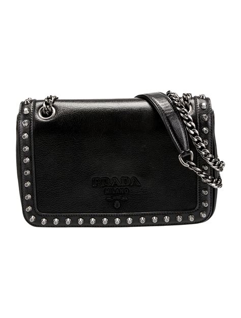 prada black glacé crystal-studded clucht|Prada Glace Calf Studded Clutch .